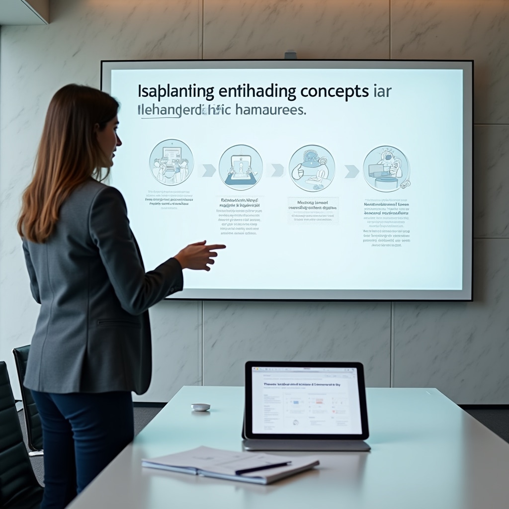 Clean educational presentation showing financial concepts on digital screen with neutral documentation